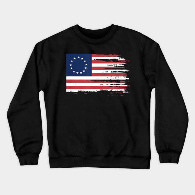 4th of July Patriotic Betsy Ross battle flag 13 colonies Crewneck Sweatshirt by Haley Tokey